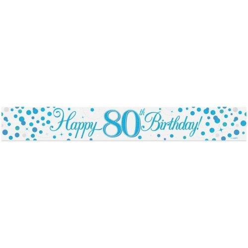 Banner Foil Spark Fizz Blue Happy 80th Birthday