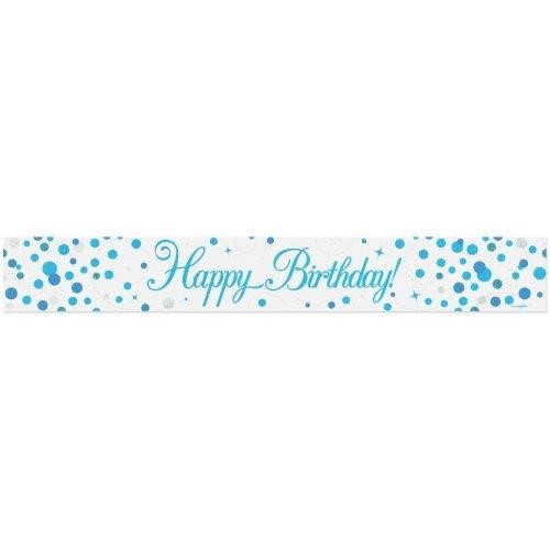 Banner Foil Spark Fizz Blue Happy Birthday