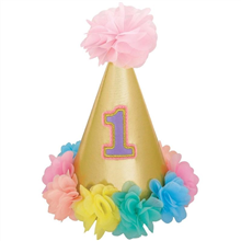 1st Birthday Girl Gold Cone Hat 25096256