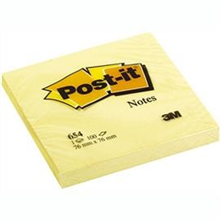 3M 654 PostIt Notes 76X76mm Yellow
