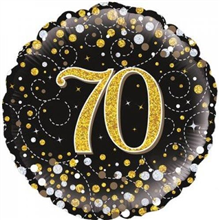 BALLOON FOIL 18 70TH SPK FIZZ BLK GOLD 210445 UNINFLATED