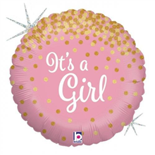 BALLOON FOIL 18 GLITTER ITS A GIRL UNINFLATED