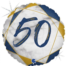 BALLOON FOIL 18 MARBLE BLUE 50 UNINFLATED