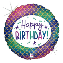 BALLOON FOIL 18 MERMAID GLITTER HBDAY UNINFLATED