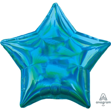 BALLOON FOIL 19 IRIDESCENT CYAN STAR UNINFLATED