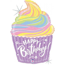 BALLOON FOIL 27 PASTEL BDAY CUPCAKE UNINFLATED