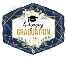 BALLOON FOIL 30 GRADUATION GEO NAVY