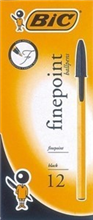 BIC CRISTAL BALLPOINT PENS FINE BLACK BOX 12