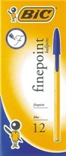 BIC CRISTAL BALLPOINT PENS FINE BLUE BOX 12