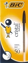 BIC CRISTAL BALLPOINT PENS MEDIUM BLACK BOX 50