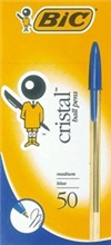 BIC CRISTAL BALLPOINT PENS MEDIUM BLUE BOX 50