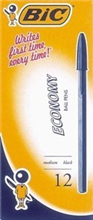 BIC ECONOMY BALLPOINT PENS MEDIUM BLACK BOX 12