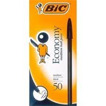 BIC ECONOMY BALLPOINT PENS MEDIUM BLACK BOX 50