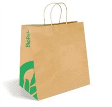 BIOPAK BROWN PAPER BAG TWIST HANDLE JUMBO 50PK
