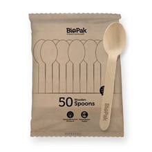 BIOPAK WOODEN SPOON PACK 50PK