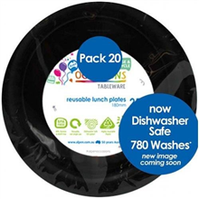 BLACK ROUND LUNCH PLATE 20PK ALP