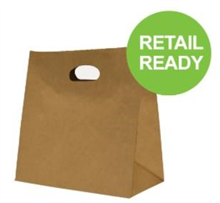 BROWN PAPER BAG DIECUT HANDLE 280X280X150MM 50PK