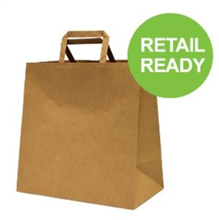 BROWN PAPER BAG FLAT HANDLE 330X300X180MM 250CTN