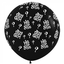 Balloon 90Cm Black He Or She   Uninflated