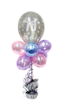 Balloon Arrangement 70Th Birthday Girl Tall Topiary With Printed Balloon 145