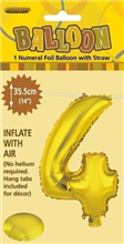 BALLOON FOIL 14 GOLD 4  SelfInflating