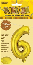 BALLOON FOIL 14 GOLD 6  SelfInflating
