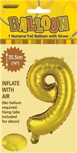 BALLOON FOIL 14 GOLD 9  SelfInflating