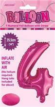 BALLOON FOIL 14 HOT PINK 4  SelfInflating