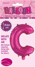 BALLOON FOIL 14 HOT PINK C  SelfInflating
