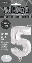 BALLOON FOIL 14 SILVER 5  SelfInflating