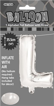 BALLOON FOIL 14 SILVER L  SelfInflating