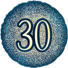 Balloon Foil 16 Glitter Navy Gold 30th Uninflated