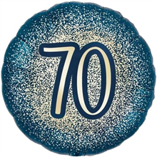 Balloon Foil 16 Glitter Navy Gold 70th Uninflated