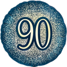 Balloon Foil 16 Glitter Navy Gold 90th Uninflated