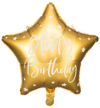 Balloon Foil 16 Star Cursive Happy Birthday Gold Uninflated 