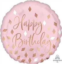 Balloon Foil 17 Blush Happy Birthday Uninflated