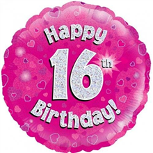 Balloon Foil 18 16th Hb Pink Holo 210476 Uninflated