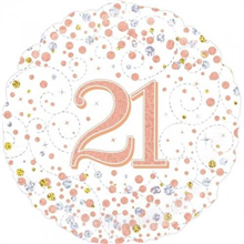 Balloon Foil 18 21St Birthday Sparkling Fizz Rose Gold Uninflated