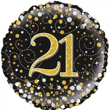 Balloon Foil 18 21st Spark Fizz Black Gold Uninflated