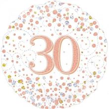 Balloon Foil 18 30th Birthday Sparkling Fizz Rose Gold Uninflated