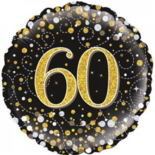 Balloon Foil 18 40th Spark Fizz Black Gold Uninflated