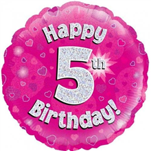 Balloon Foil 18 5th Hb Pink Holo 210465 Uninflated