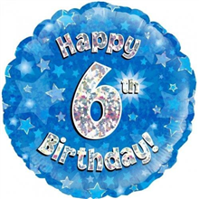 Balloon Foil 18 6th Hb Blue Holo 210496 Uninflated