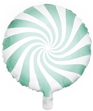 Balloon Foil 18 Candy Round Swirl Pastel Mint Uninflated