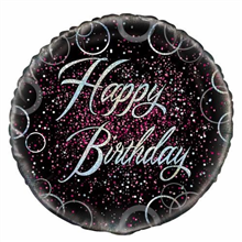 Balloon Foil 18 Glitz Pink Happy Birthday Uninflated