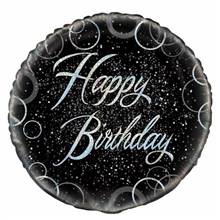 Balloon Foil 18 Glitz Silver Happy Birthday Uninflated