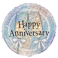 Balloon Foil 18 Happy Anniversary Glass Uninflated