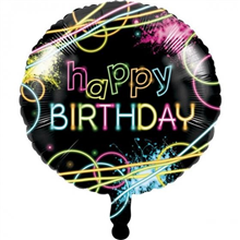Balloon Foil 18 Happy Bday Glow Party Uninflated 318136