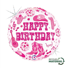 Balloon Foil 18 Happy Birthday Cowgirl Uninflated
