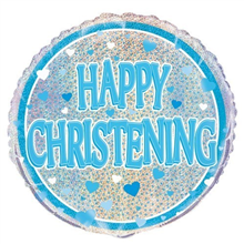 Balloon Foil 18 Happy Christening Blue Uninflated